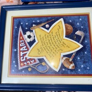 2(picture Frames)Sports Themed Framed Art with Yellow Star
